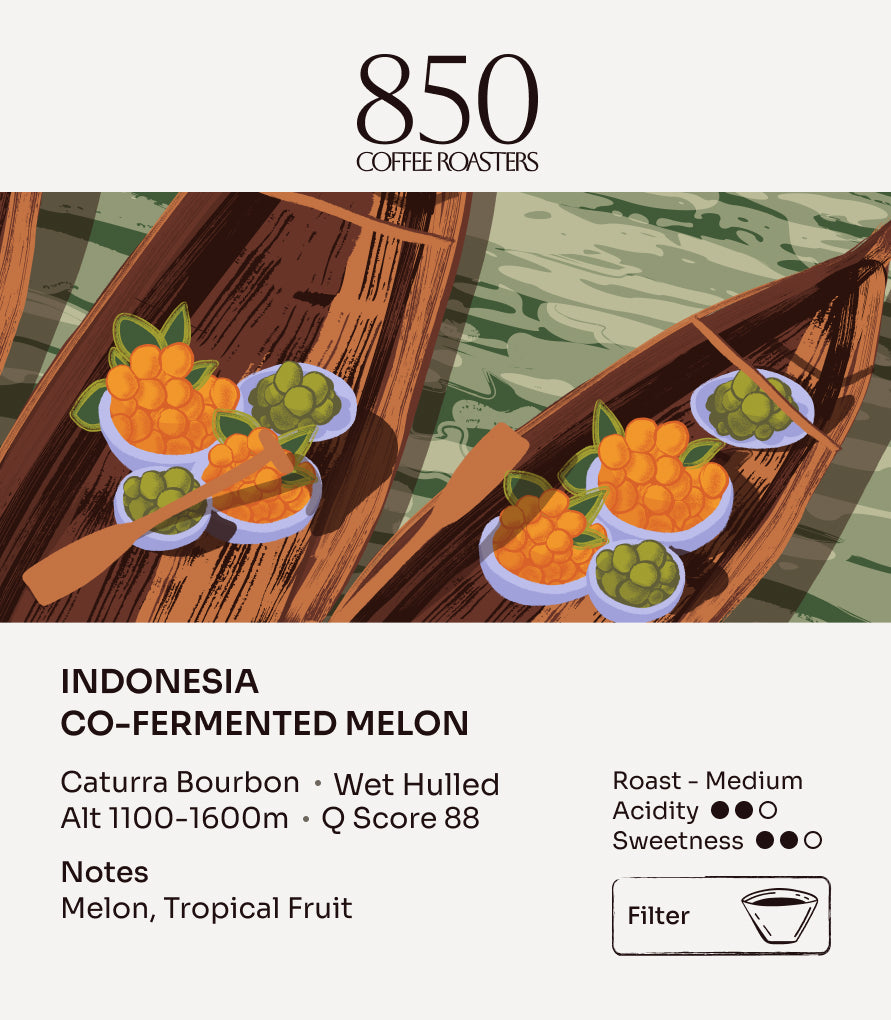 Indonesia Co-Fermented Melon label card, part of the Indonesia Fermented Pair