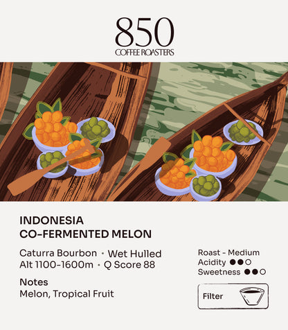 Indonesia Co-Fermented Melon label card, part of the Indonesia Fermented Pair